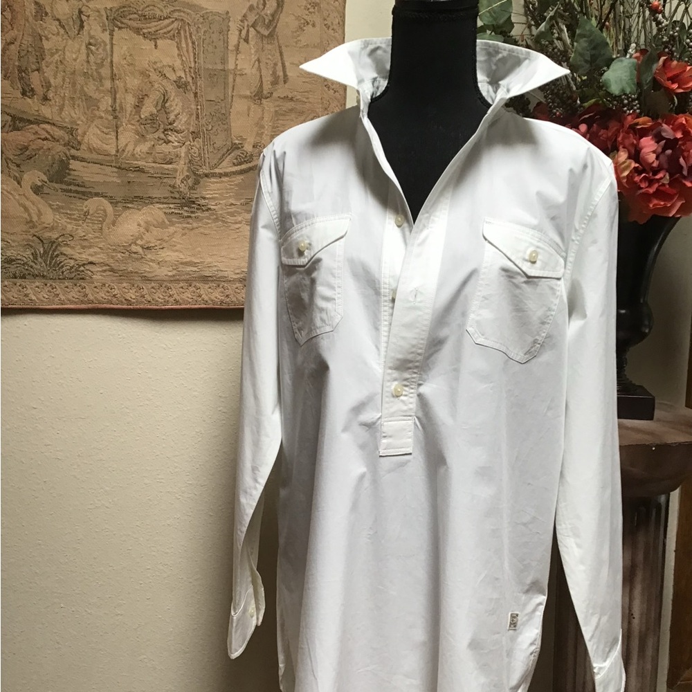 WHITE BLOUSE by RALPH LAUREN, XL, long sleeve, slip-over, NWOT
